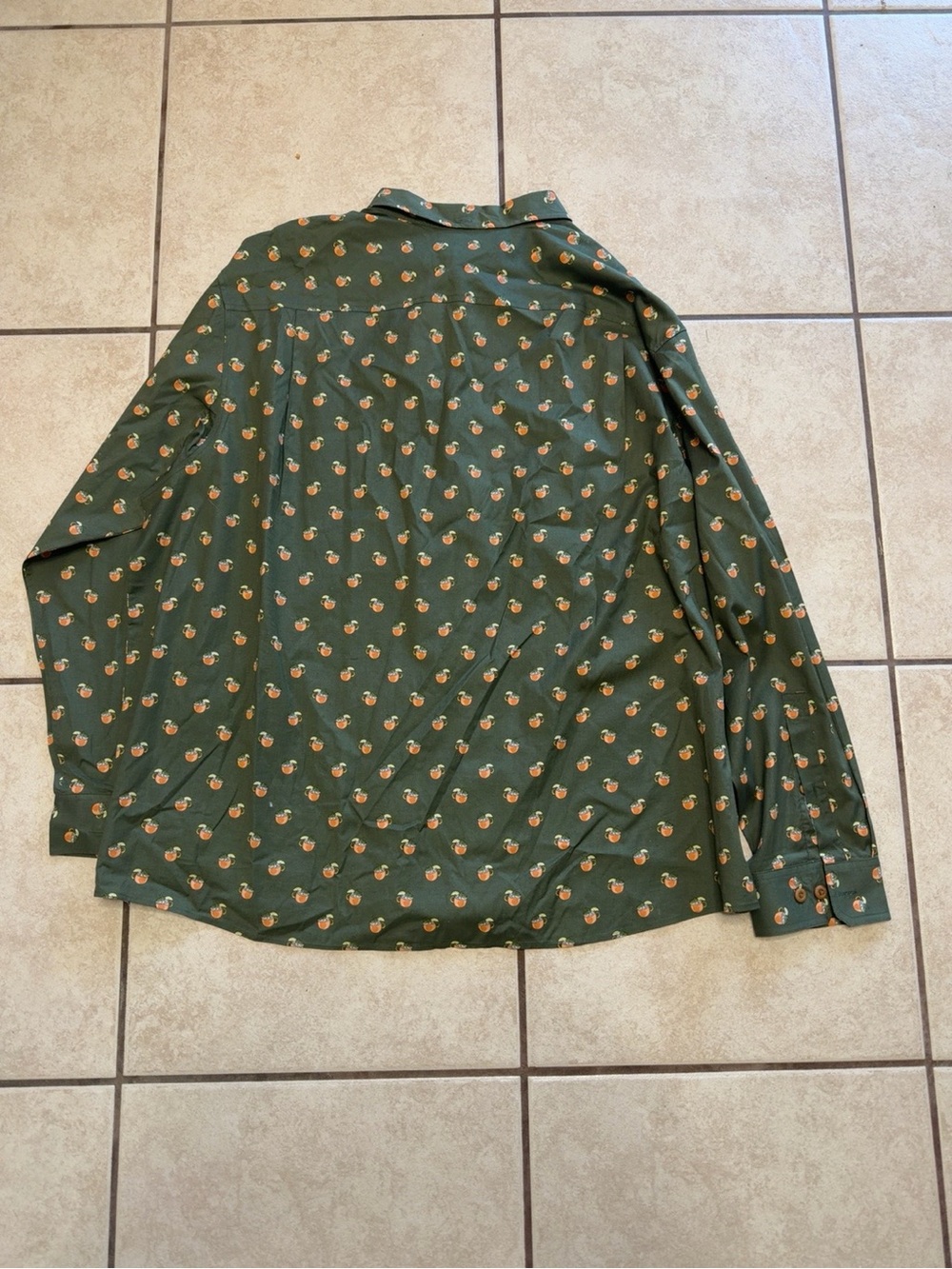 Duluth Trading Untucked Cocktail Print Button Up Shirt 2XL Green - Picture 7 of 7
